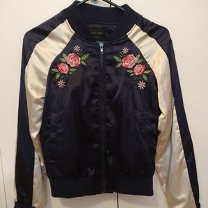 Satin floral bomber jacket